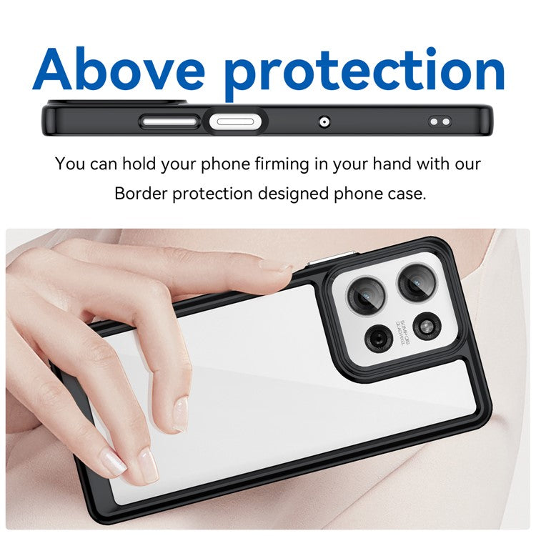 For Motorola Moto G75 5G Case TPU+Acrylic Protective Clear Phone Cover - Black