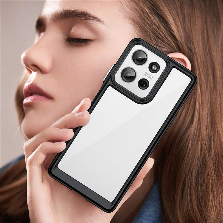 For Motorola Moto G75 5G Case TPU+Acrylic Protective Clear Phone Cover - Black