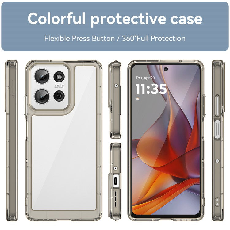 For Motorola Moto G75 5G Case TPU+Acrylic Protective Clear Phone Cover - Transparent Grey