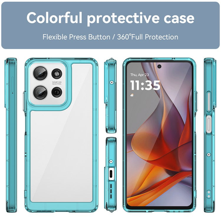 For Motorola Moto G75 5G Case TPU+Acrylic Protective Clear Phone Cover - Transparent Blue