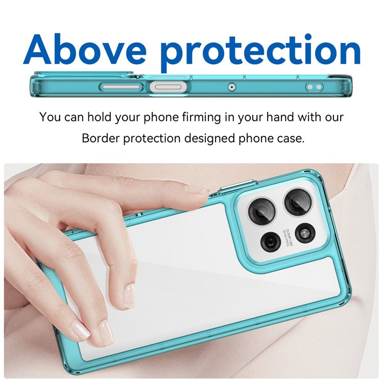 For Motorola Moto G75 5G Case TPU+Acrylic Protective Clear Phone Cover - Transparent Blue