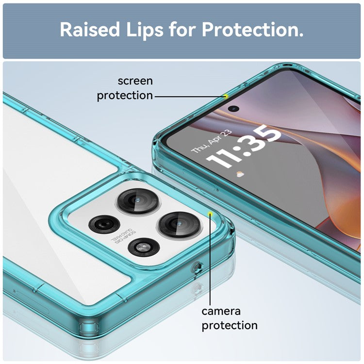 For Motorola Moto G75 5G Case TPU+Acrylic Protective Clear Phone Cover - Transparent Blue