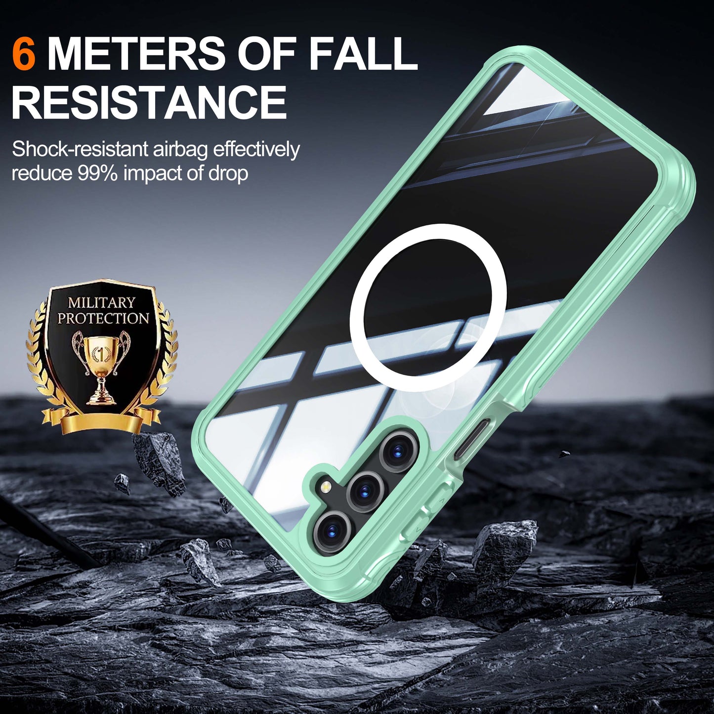 For Samsung Galaxy A16 4G / 5G Magnetic Case PC+TPU Phone Cover with Tempered Glass Screen Film - Green