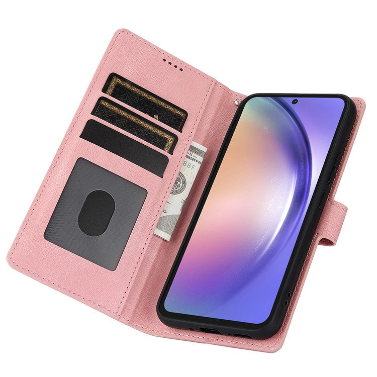 For Samsung Galaxy A36 5G Case PU Leather Phone Cover with Wallet Stand View - Pink