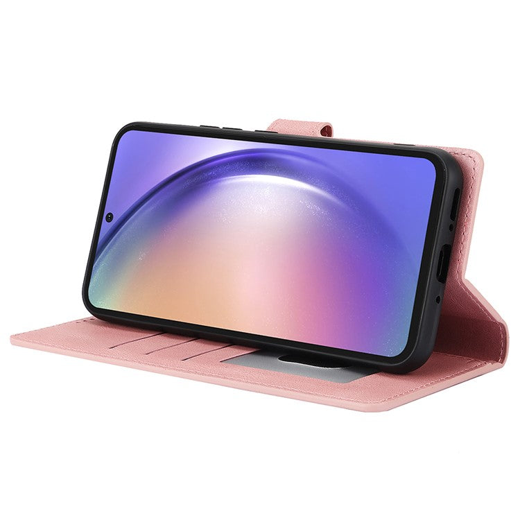 For Samsung Galaxy A36 5G Case PU Leather Phone Cover with Wallet Stand View - Pink
