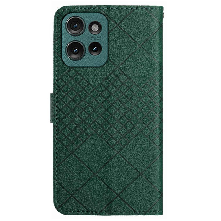 HT06 For Motorola Moto G75 5G Wallet Phone Case Imprint PU Leather Flip Folio Cover - Green