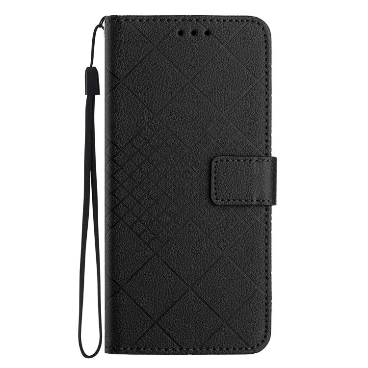 HT06 For Motorola Moto G75 5G Wallet Phone Case Imprint PU Leather Flip Folio Cover - Black