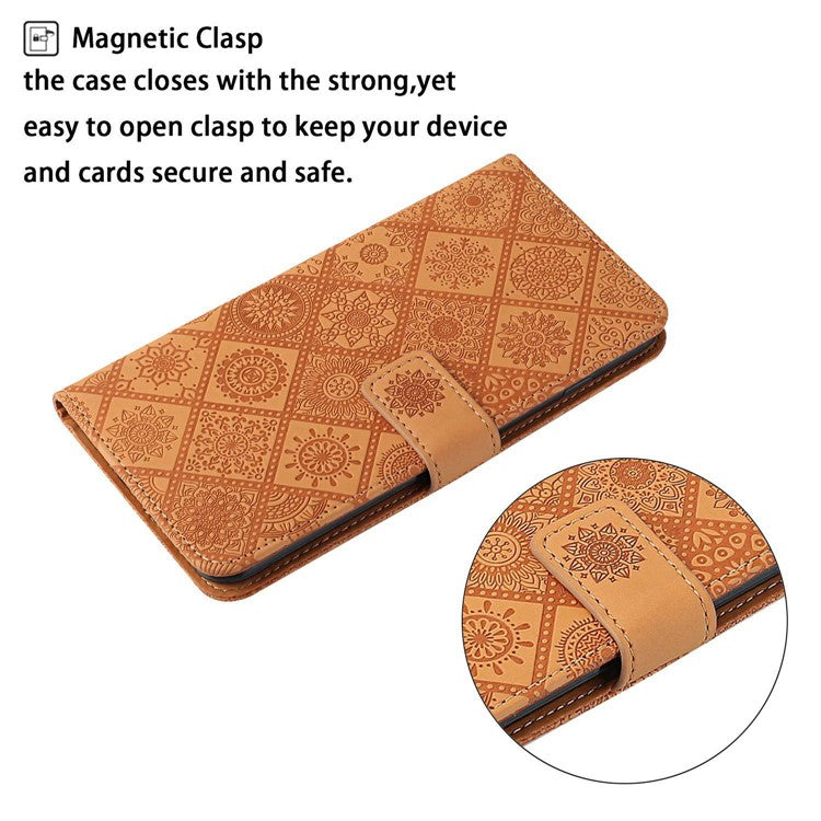 For TECNO Spark Go 2024 4G  /  Spark 20  /  20C  /  Pop 8  /  Infinix Smart 8 4G  /  8 Plus  /  8 Pro 4G Case Leather Case Ethnic Style Wallet Phone Cover with Strap - Brown
