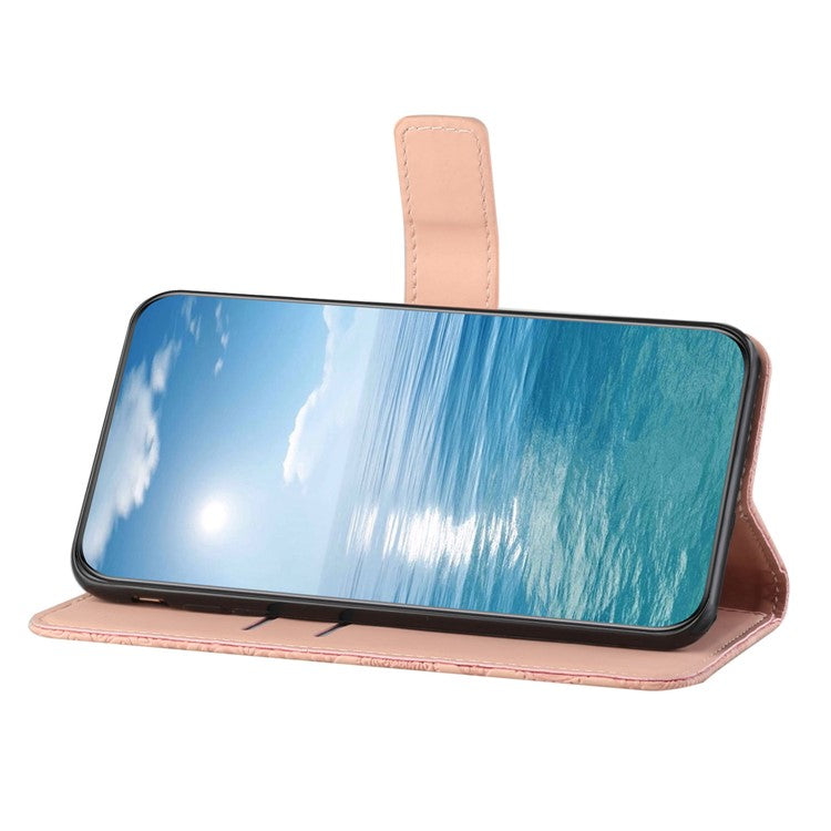 For Infinix Hot 50 5G Case Leather Case Ethnic Style Wallet Phone Cover with Strap - Pink