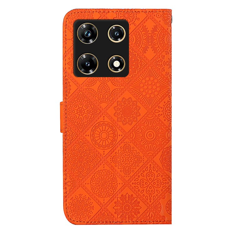 For Infinix Note 30 Pro 4G Case Leather Case Ethnic Style Wallet Phone Cover with Strap - Orange