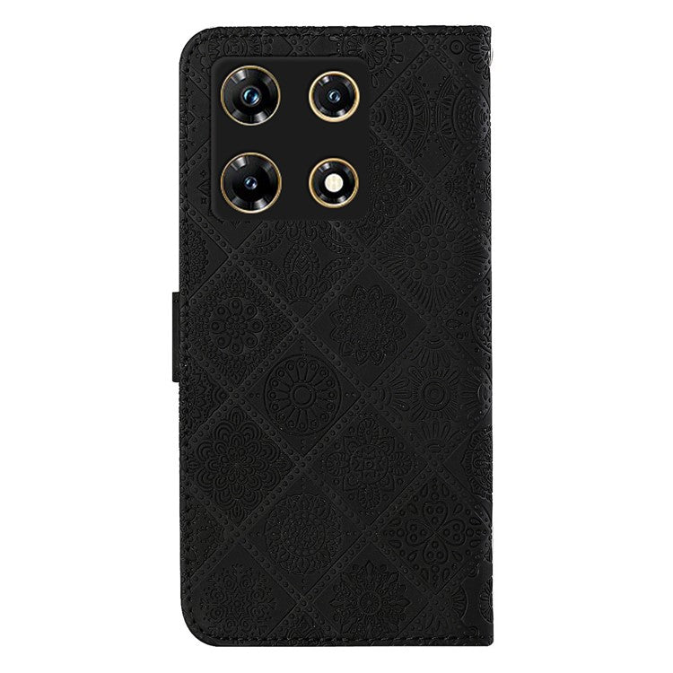 For Infinix Note 30 Pro 4G Case Leather Case Ethnic Style Wallet Phone Cover with Strap - Black