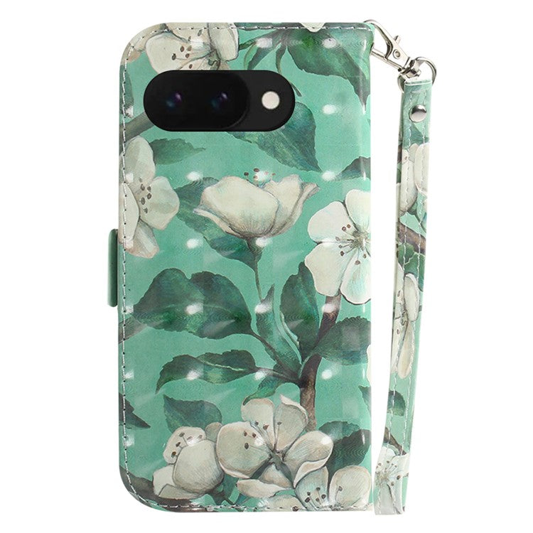 For Google Pixel 9a Case Pattern Printing Leather Wallet Phone Cover - Watercolor Flowers
