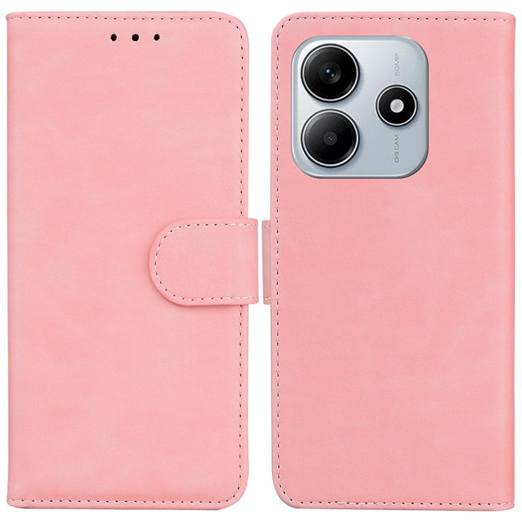 For Xiaomi Redmi Note 14 5G Case Solid Color Leather Wallet Phone Cover - Pink