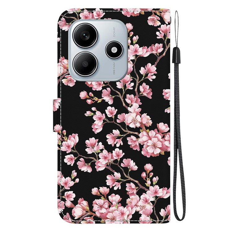 For Xiaomi Redmi Note 14 5G Wallet Phone Case Anti-Drop Leather Flip Cover Pattern Printing - Plum Blossom
