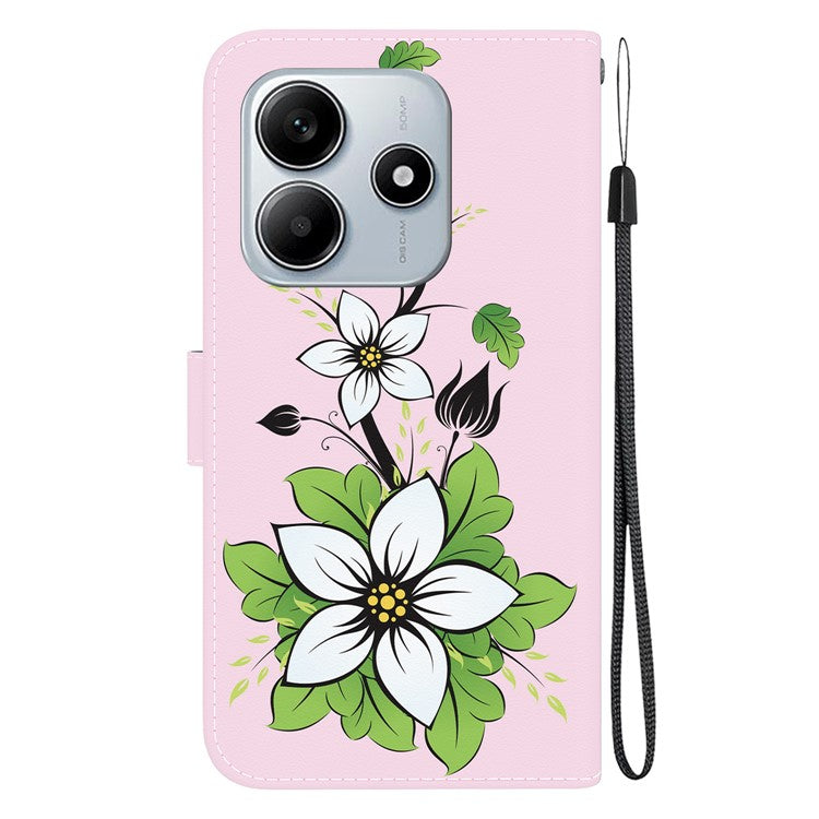 For Xiaomi Redmi Note 14 5G Wallet Phone Case Anti-Drop Leather Flip Cover Pattern Printing - Lily