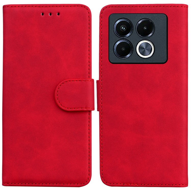 For Infinix Note 40 5G Case Solid Color Leather Wallet Phone Cover - Red