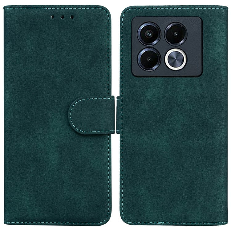 For Infinix Note 40 5G Case Solid Color Leather Wallet Phone Cover - Green