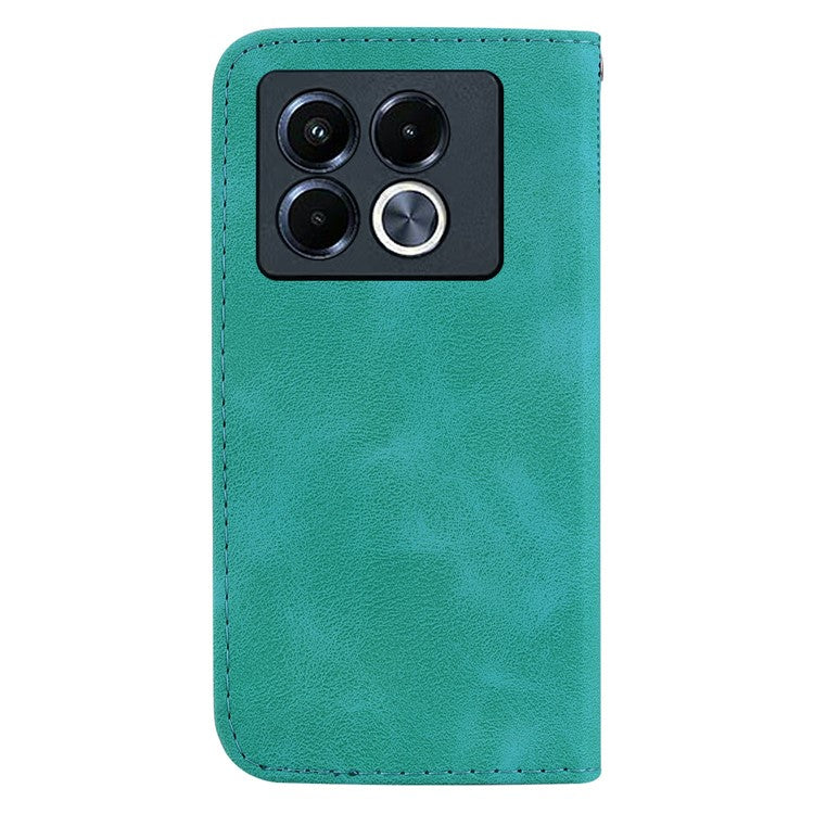 For Infinix Note 40 5G Stand Case 7-Shaped Pattern Imprint Leather Phone Cover - Green