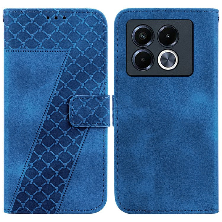 For Infinix Note 40 5G Stand Case 7-Shaped Pattern Imprint Leather Phone Cover - Dark Blue