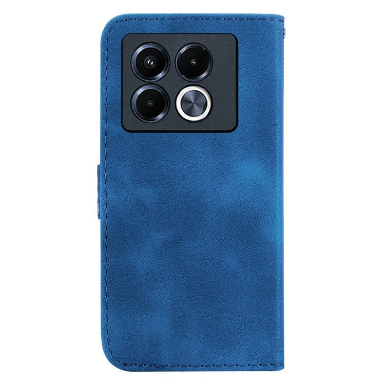 For Infinix Note 40 5G Stand Case 7-Shaped Pattern Imprint Leather Phone Cover - Dark Blue