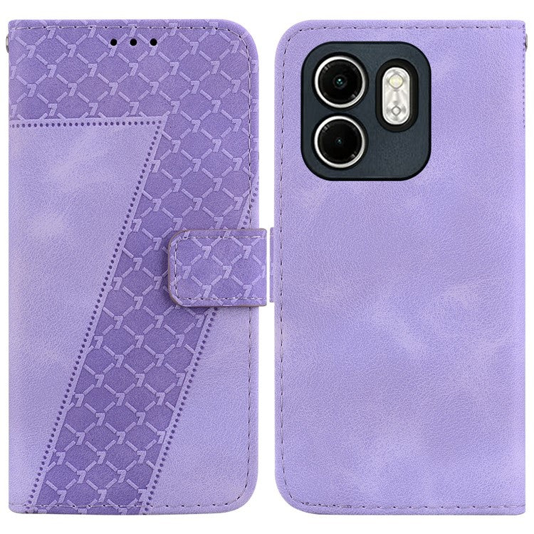 For Infinix Hot 50i 4G / Smart 9 4G Stand Case 7-Shaped Pattern Imprint Leather Phone Cover - Purple