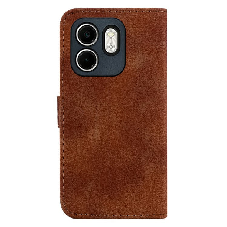 For Infinix Hot 50i 4G / Smart 9 4G Stand Case 7-Shaped Pattern Imprint Leather Phone Cover - Brown