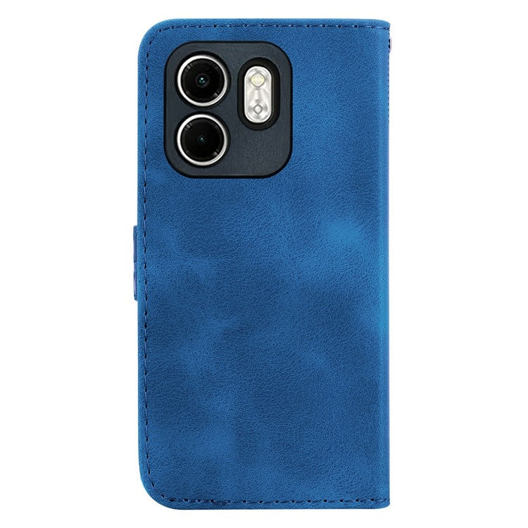 For Infinix Hot 50i 4G / Smart 9 4G Stand Case 7-Shaped Pattern Imprint Leather Phone Cover - Dark Blue