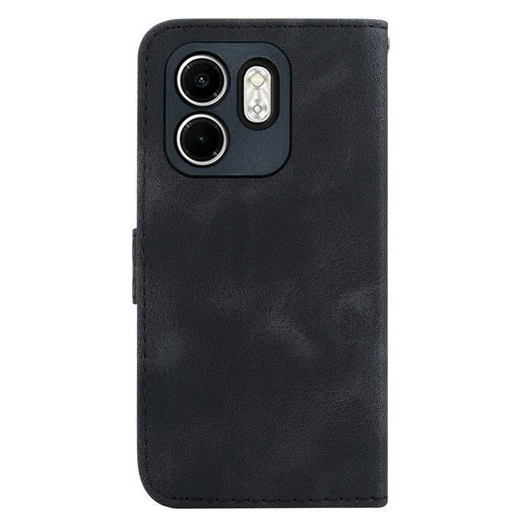 For Infinix Hot 50i 4G / Smart 9 4G Stand Case 7-Shaped Pattern Imprint Leather Phone Cover - Black