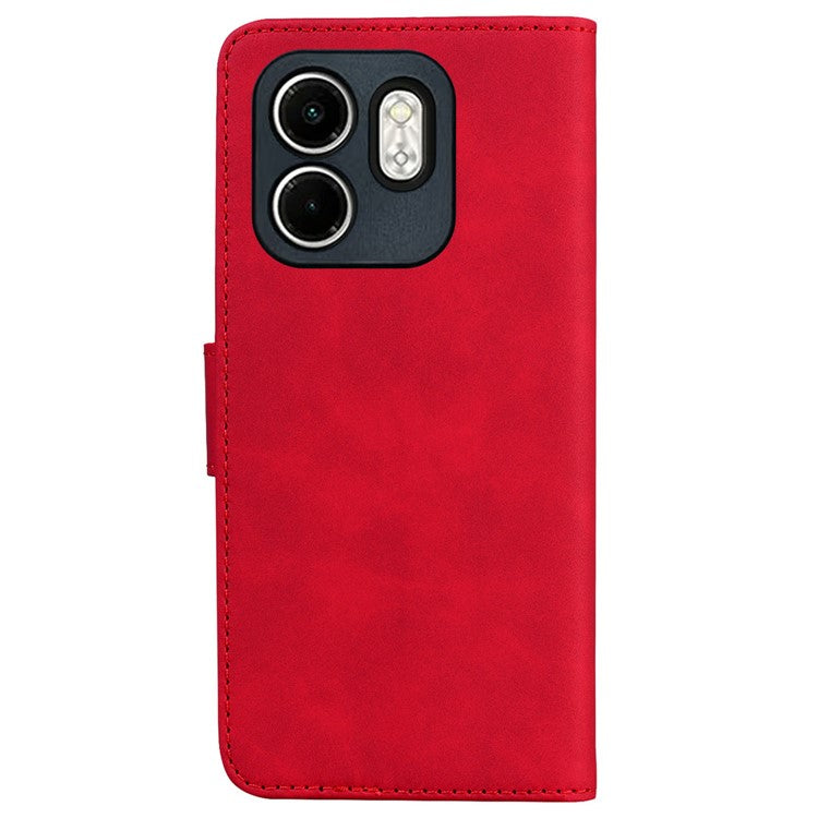 For Infinix Hot 50i 4G / Smart 9 4G Case Solid Color Leather Wallet Phone Cover - Red