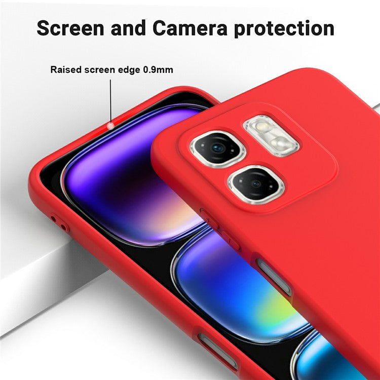 For Infinix Hot 50i 4G / Smart 9 4G Case Liquid Silicone Anti-Scratch Phone Cover with Hand Strap - Red