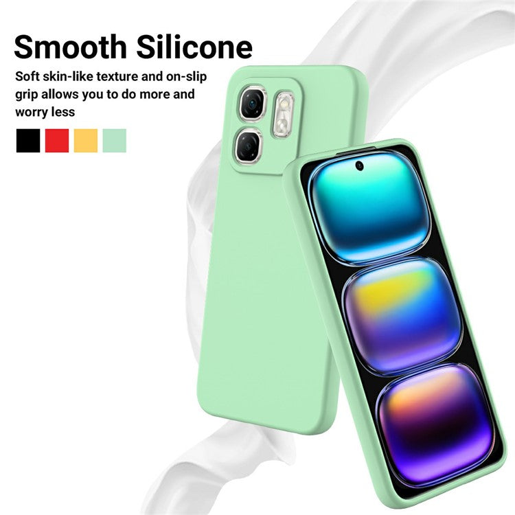 For Infinix Hot 50i 4G / Smart 9 4G Case Liquid Silicone Anti-Scratch Phone Cover with Hand Strap - Green
