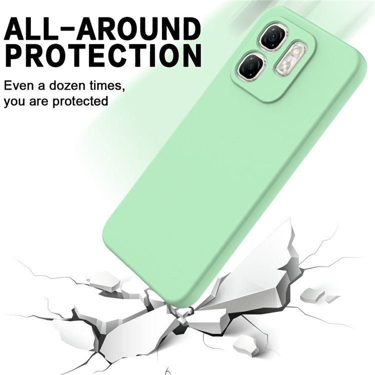 For Infinix Hot 50i 4G / Smart 9 4G Case Liquid Silicone Anti-Scratch Phone Cover with Hand Strap - Green
