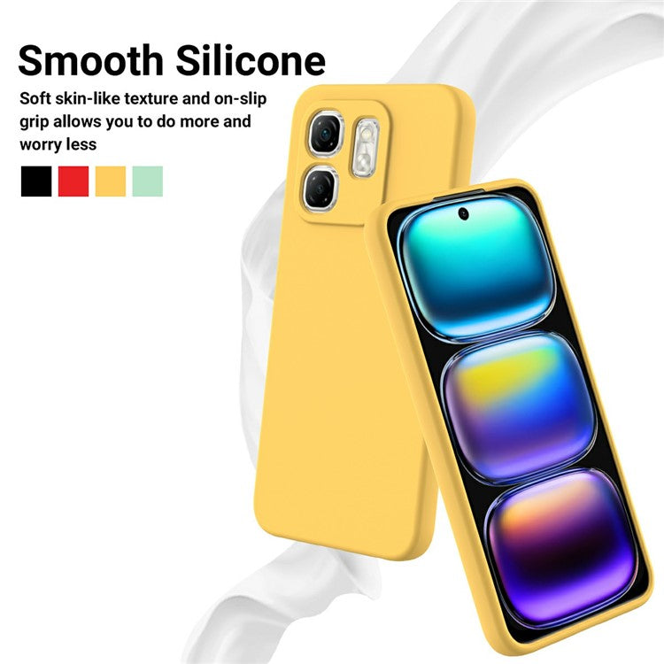 For Infinix Hot 50i 4G / Smart 9 4G Case Liquid Silicone Anti-Scratch Phone Cover with Hand Strap - Yellow