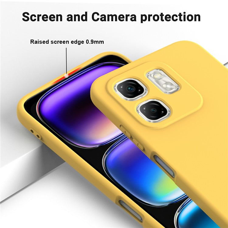 For Infinix Hot 50i 4G / Smart 9 4G Case Liquid Silicone Anti-Scratch Phone Cover with Hand Strap - Yellow