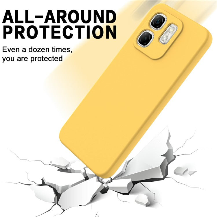 For Infinix Hot 50i 4G / Smart 9 4G Case Liquid Silicone Anti-Scratch Phone Cover with Hand Strap - Yellow