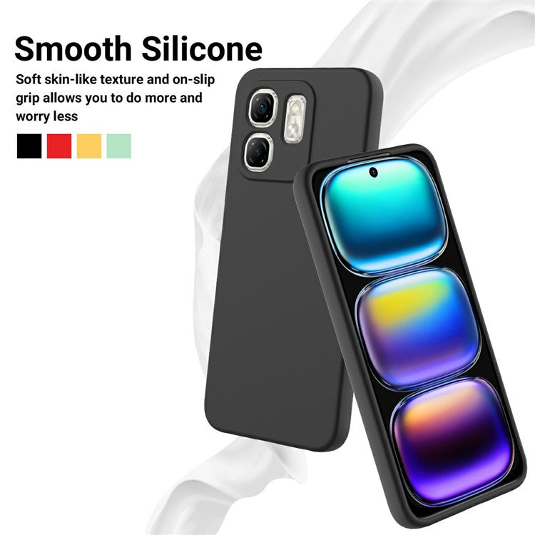 For Infinix Hot 50i 4G / Smart 9 4G Case Liquid Silicone Anti-Scratch Phone Cover with Hand Strap - Black