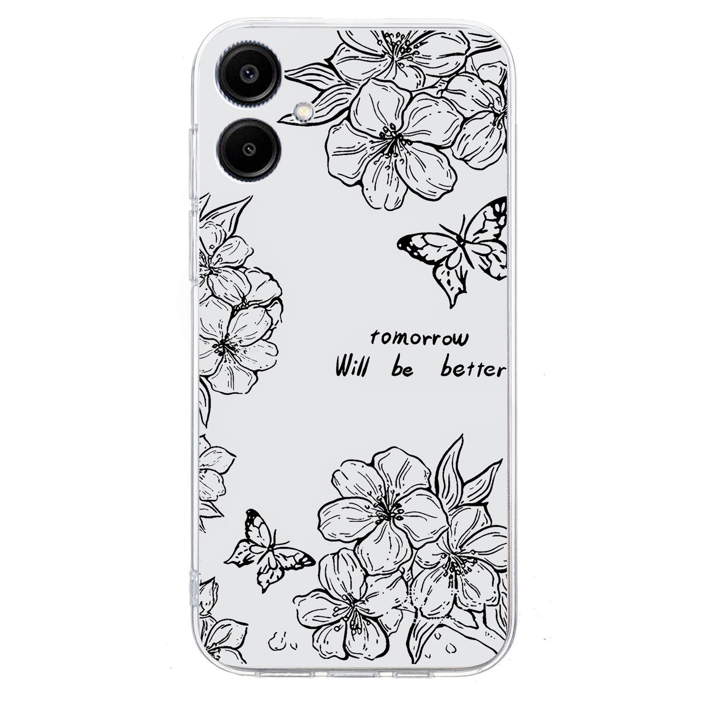 For Samsung Galaxy A06 Case Pattern Printing Shockproof Soft TPU Phone Cover - Butterfly Flower