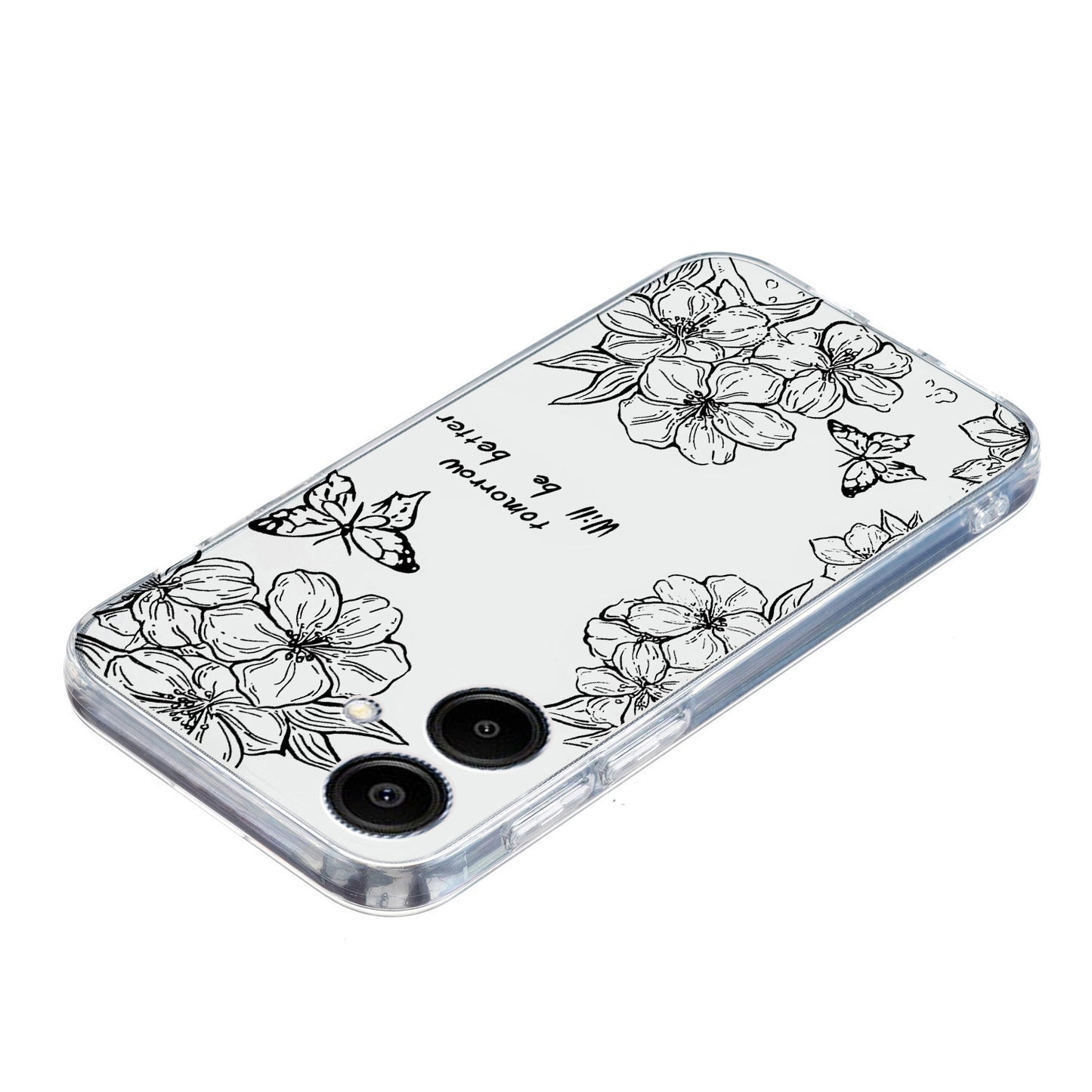 For Samsung Galaxy A06 Case Pattern Printing Shockproof Soft TPU Phone Cover - Butterfly Flower