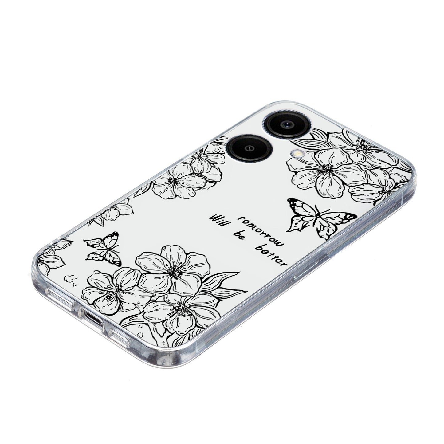 For Samsung Galaxy A06 Case Pattern Printing Shockproof Soft TPU Phone Cover - Butterfly Flower