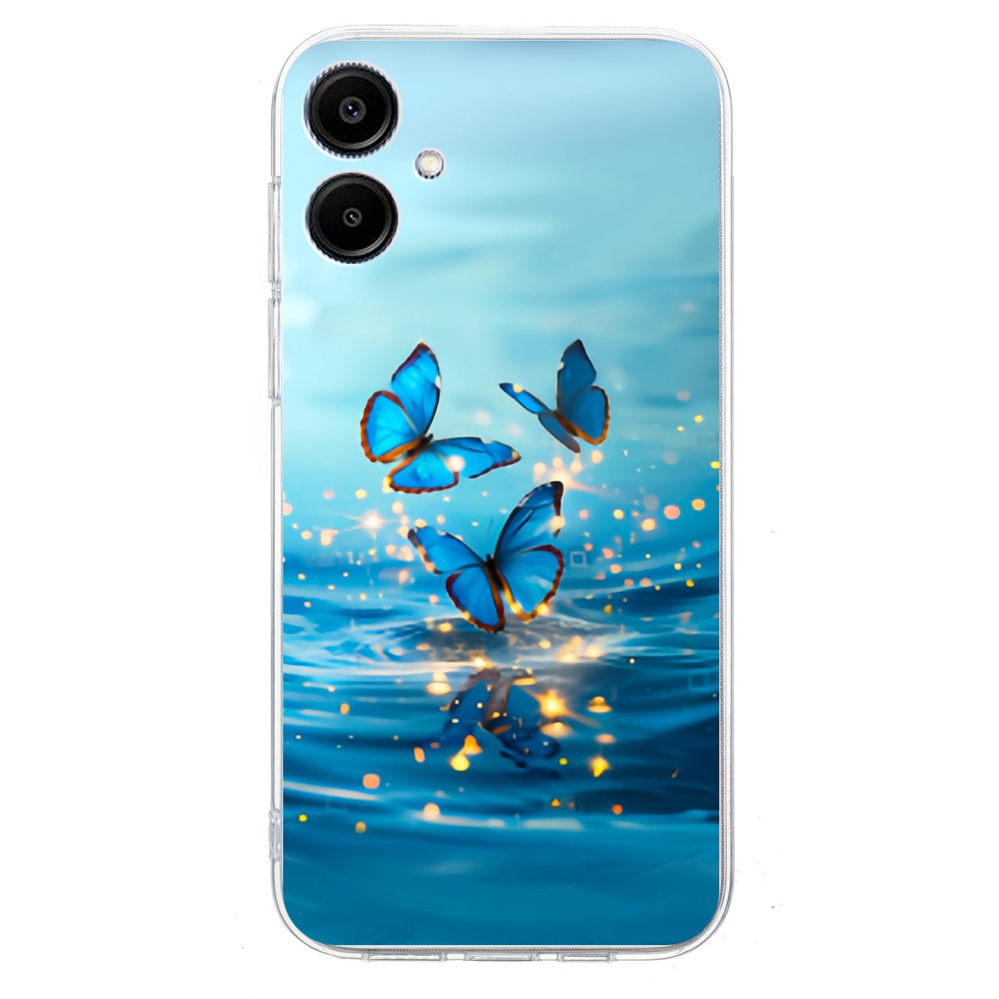 For Samsung Galaxy A06 Case Pattern Printing Shockproof Soft TPU Phone Cover - Blue Butterfly