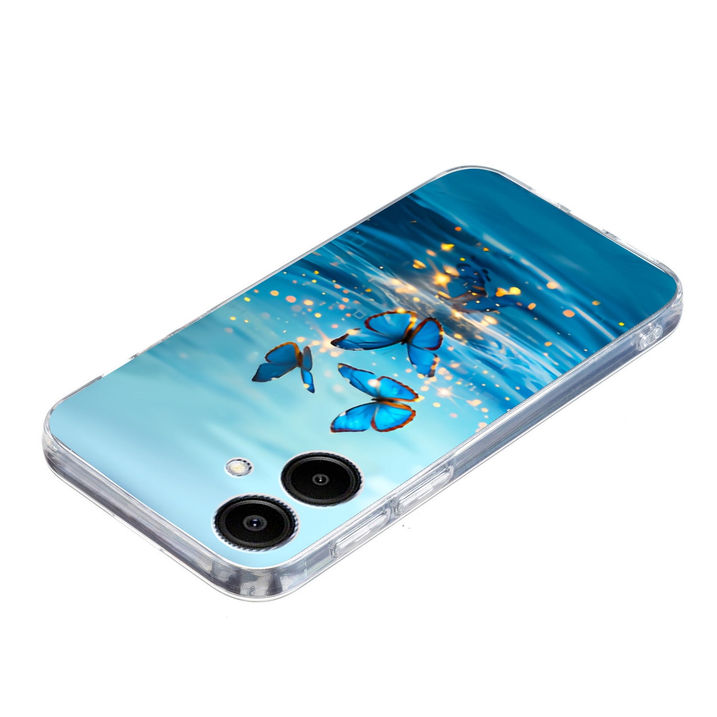 For Samsung Galaxy A06 Case Pattern Printing Shockproof Soft TPU Phone Cover - Blue Butterfly