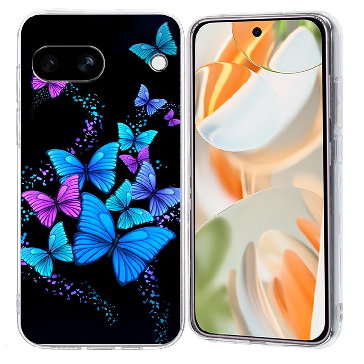 For Google Pixel 9a Case Pattern Printing Shockproof Soft TPU Phone Cover - Colorful Butterflies
