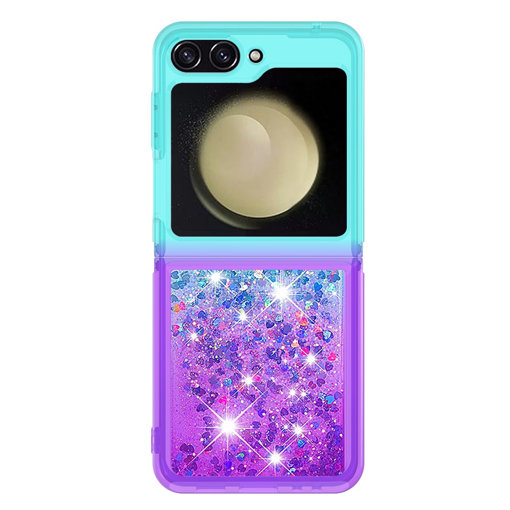 For Samsung Galaxy Z Flip7 FE 5G / Z Flip6 5G TPU Case Gradient Quicksand Phone Back Cover - Sky Blue+Purple