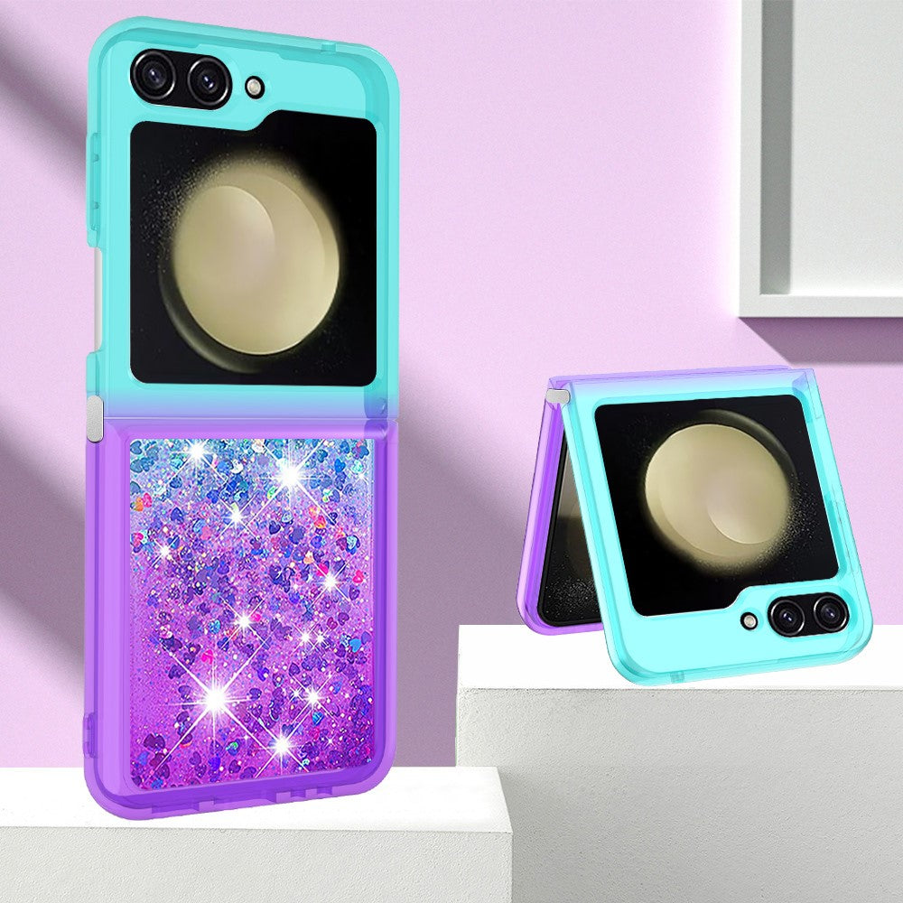 For Samsung Galaxy Z Flip7 FE 5G / Z Flip6 5G TPU Case Gradient Quicksand Phone Back Cover - Sky Blue+Purple