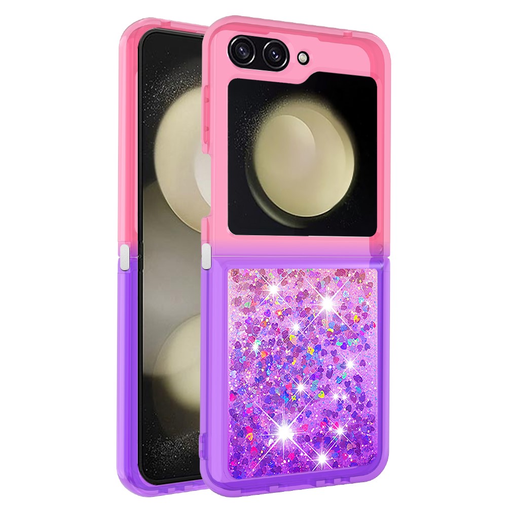 For Samsung Galaxy Z Flip7 FE 5G / Z Flip6 5G TPU Case Gradient Quicksand Phone Back Cover - Pink+Purple