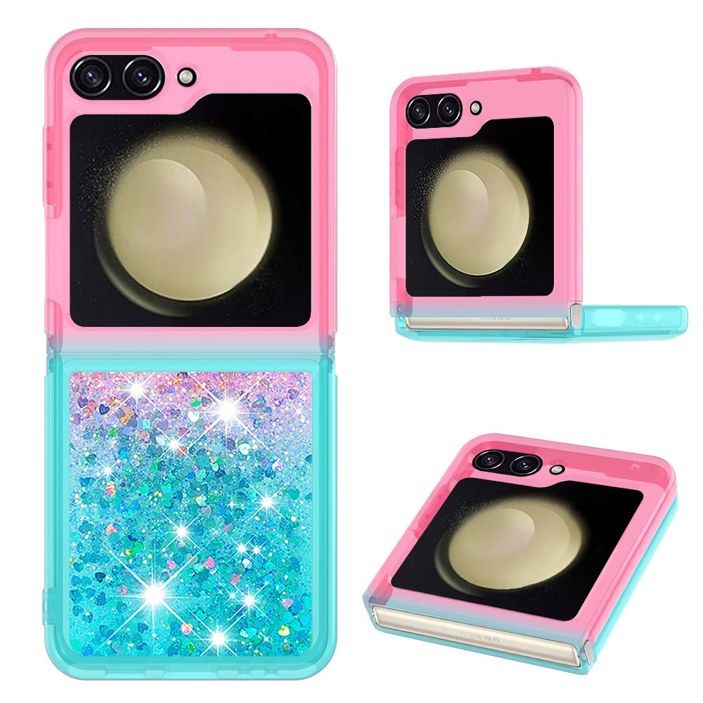 For Samsung Galaxy Z Flip7 FE 5G / Z Flip6 5G TPU Case Gradient Quicksand Phone Back Cover - Pink+Sky Blue