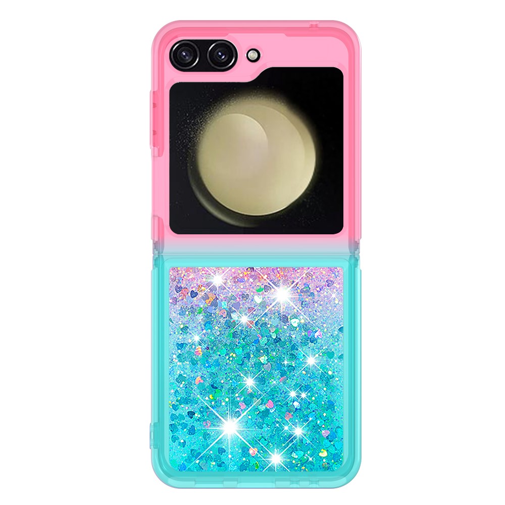 For Samsung Galaxy Z Flip7 FE 5G / Z Flip6 5G TPU Case Gradient Quicksand Phone Back Cover - Pink+Sky Blue