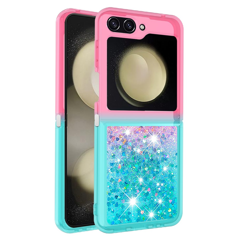 For Samsung Galaxy Z Flip7 FE 5G / Z Flip6 5G TPU Case Gradient Quicksand Phone Back Cover - Pink+Sky Blue