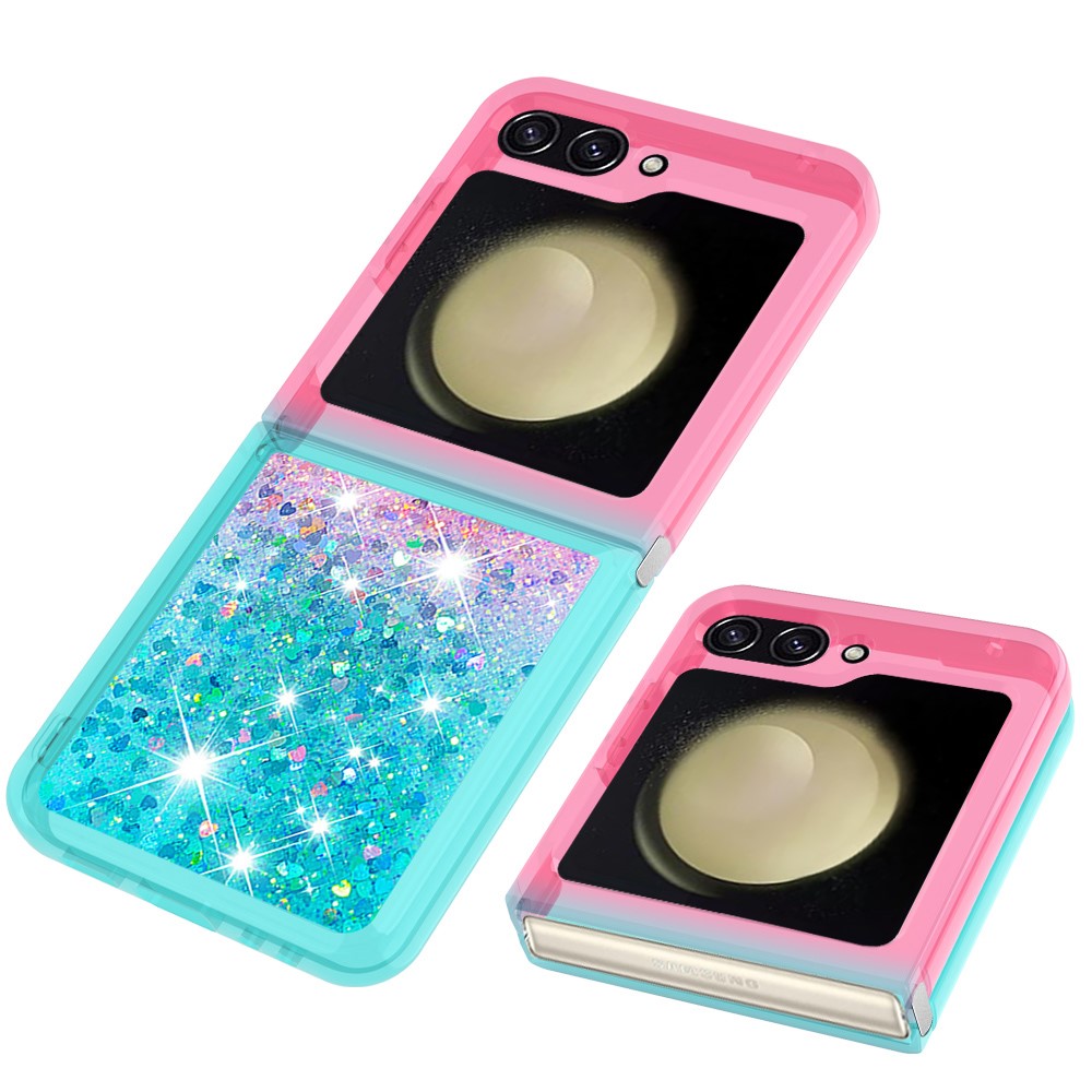 For Samsung Galaxy Z Flip7 FE 5G / Z Flip6 5G TPU Case Gradient Quicksand Phone Back Cover - Pink+Sky Blue