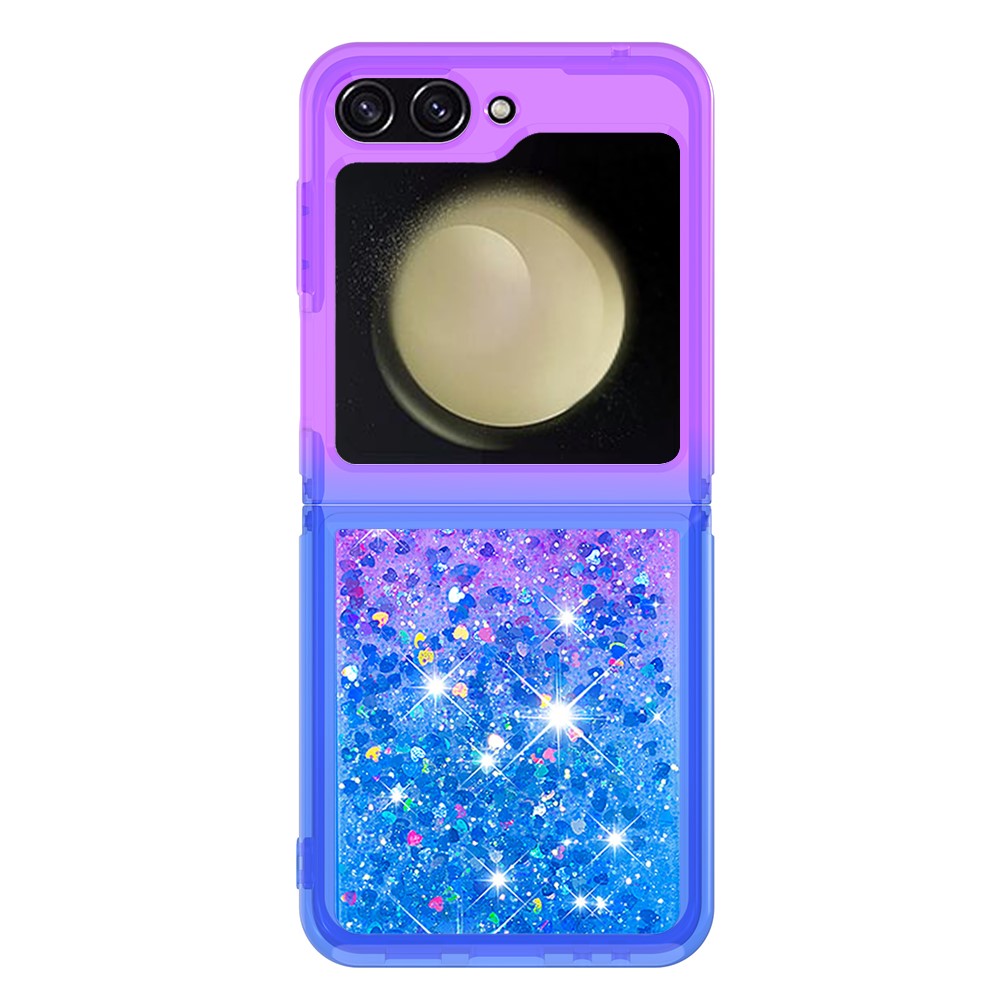 For Samsung Galaxy Z Flip7 FE 5G / Z Flip6 5G TPU Case Gradient Quicksand Phone Back Cover - Purple+Sky Blue